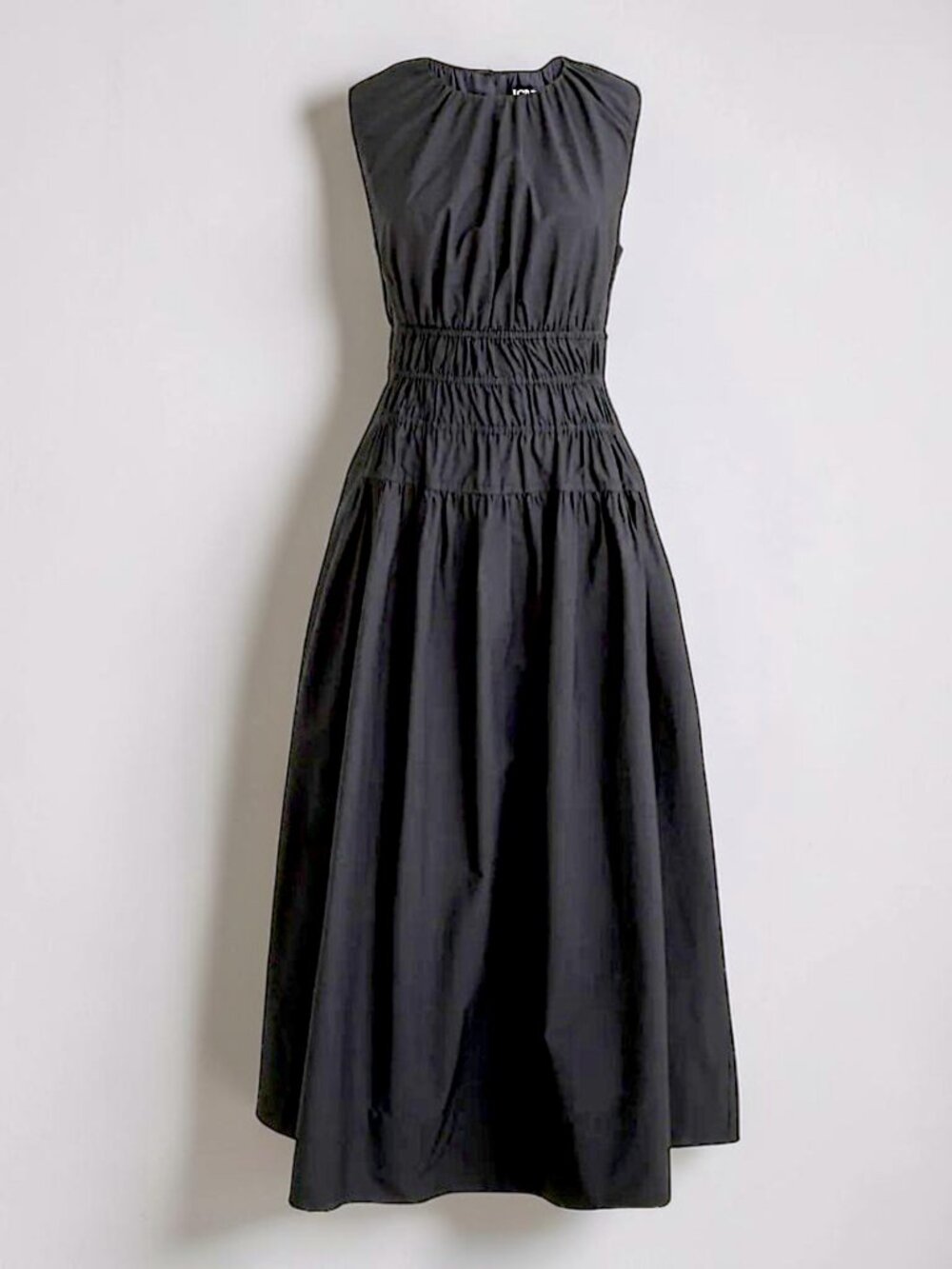 J.Crew Hyacinth black neutral minimalist pocket shirred pleated midi dress M New